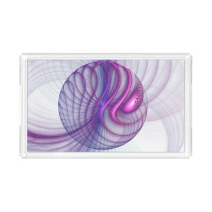 Beautiful Swing Modern Abstract Fractal Art Pink Acrylic Tray