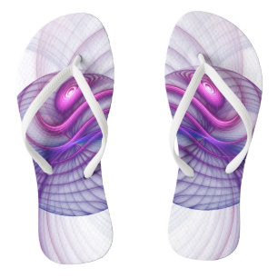 Beautiful Swing Modern Abstract Fractal Art Pink Flip Flops