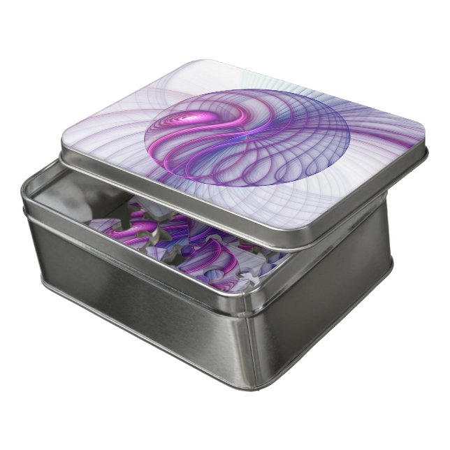 Beautiful Swing Modern Abstract Fractal Art Pink Jigsaw Puzzle (Lid Open)