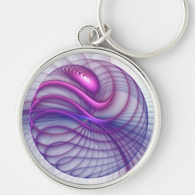 Beautiful Swing Modern Abstract Fractal Art Pink Keychain (Front)