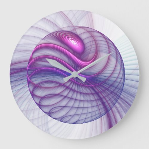 Beautiful Swing Modern Abstract Fractal Art Pink Large Clock