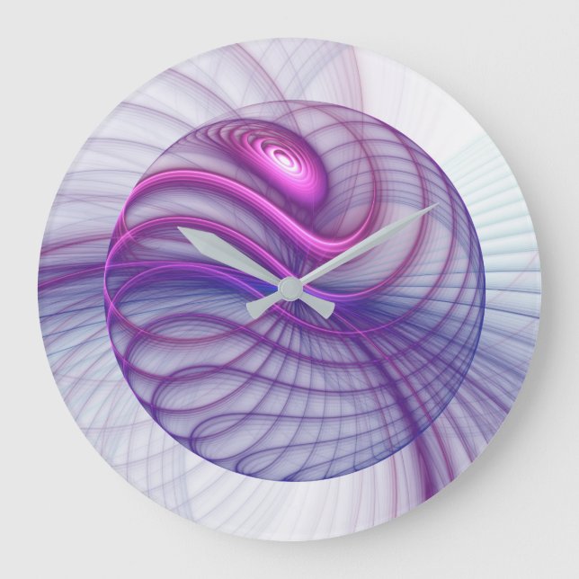 Beautiful Swing Modern Abstract Fractal Art Pink Large Clock (Front)