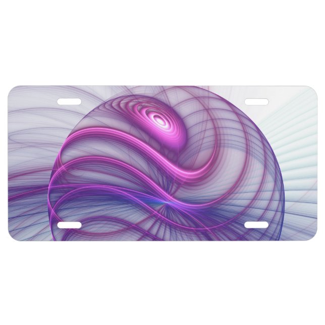Beautiful Swing Modern Abstract Fractal Art Pink License Plate (Front)
