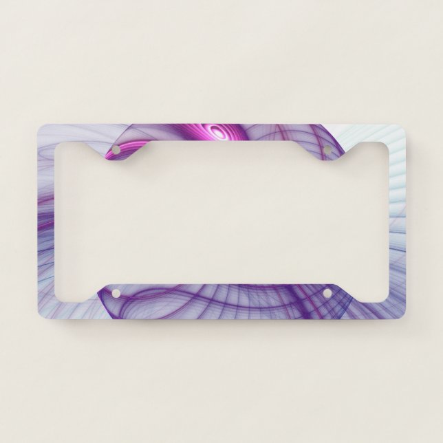 Beautiful Swing Modern Abstract Fractal Art Pink License Plate Frame (Front)