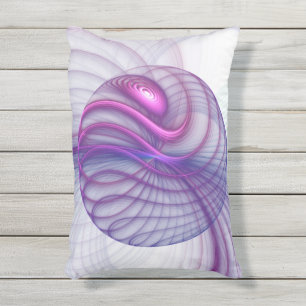 Beautiful Swing Modern Abstract Fractal Art Pink Outdoor Pillow