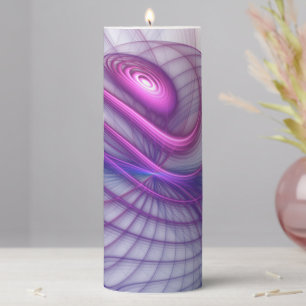 Beautiful Swing Modern Abstract Fractal Art Pink Pillar Candle