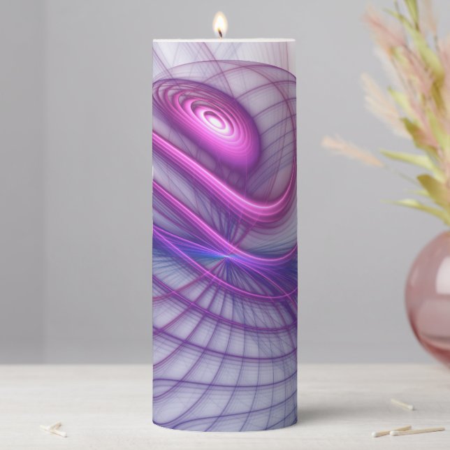 Beautiful Swing Modern Abstract Fractal Art Pink Pillar Candle (In Situ)