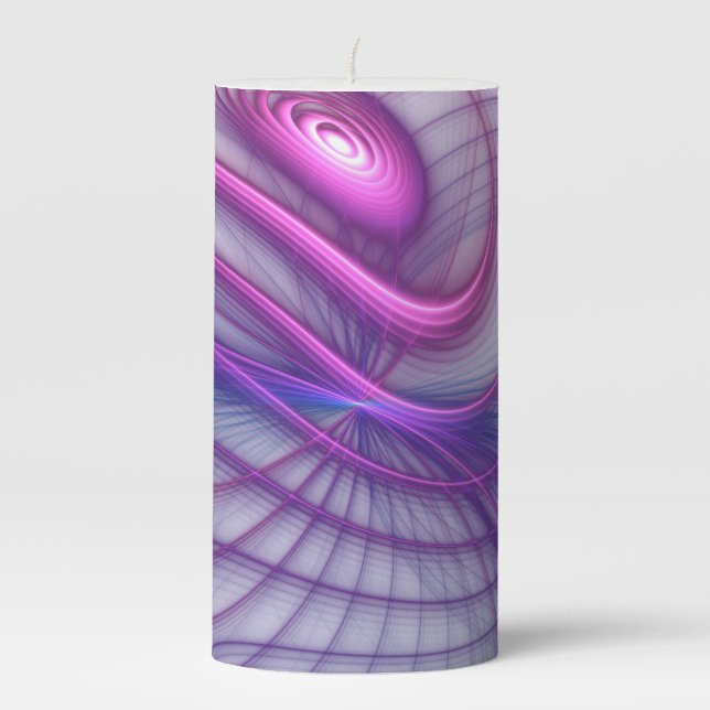 Beautiful Swing Modern Abstract Fractal Art Pink Pillar Candle (Front)