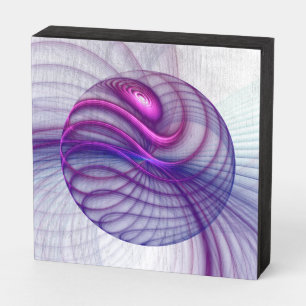 Beautiful Swing Modern Abstract Fractal Art Pink Wooden Box Sign