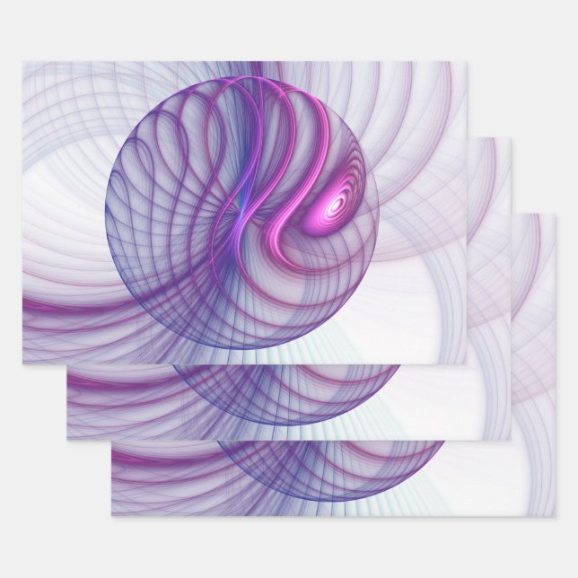 Beautiful Swing Modern Abstract Fractal Art Pink Wrapping Paper Sheets (Set)