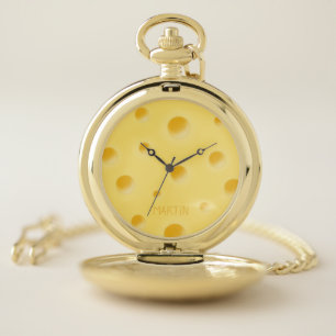 Beautiful Swiss Cheese Personalized Yellow Cheesy Pocket Watch