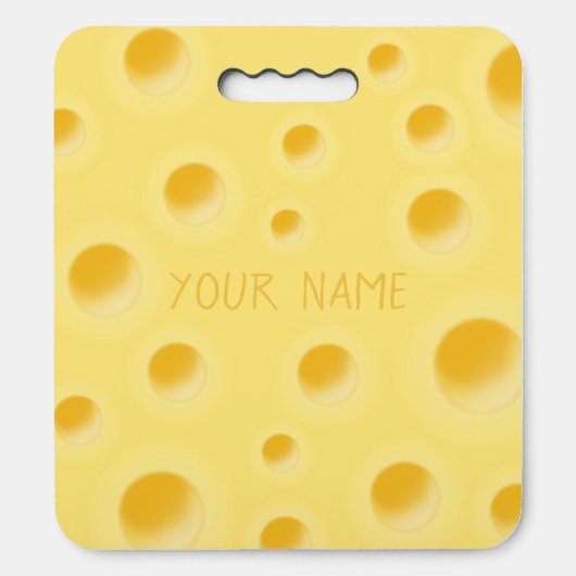 Beautiful Swiss Cheese Whimsical Pale Yellow Seat Cushion (Front Vertical)