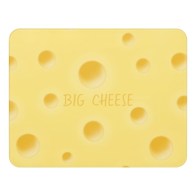 Beautiful Swiss Cheese Whimsical Personalizable Door Sign (Contemporary Front)