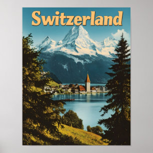 Beautiful Switzerland Swiss Alps Scenic Mountains Poster