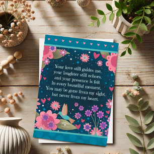 Beautiful Sympathy Quote Blue Pretty Floral Heart Card