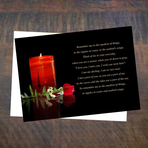 Beautiful Sympathy Remembrance Candle Rose Ocean Card