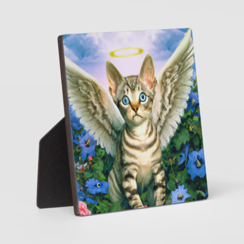Beautiful Tabby Kitten Angel Wings Halo Plaque