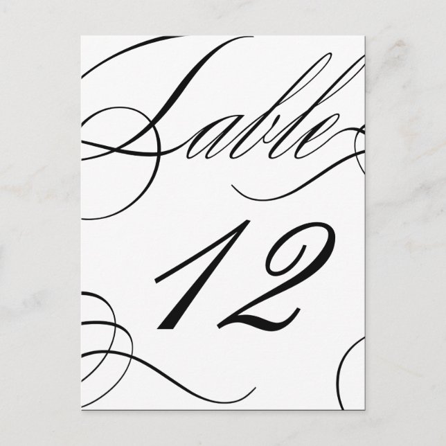 Beautiful Table Number (Customizable Text Color) (Front)