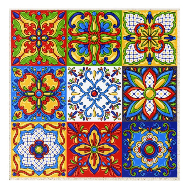 Beautiful Talavera Tile Images Acrylic Art (Front)