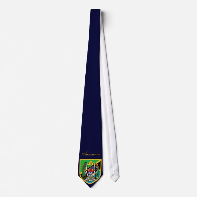 Beautiful Tanzania Flag Coat Arm Neck Tie (Front)