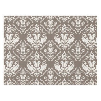 Beautiful Taupe Ivory Damask Brocade Pattern Tablecloth by ZeraDesign at Zazzle