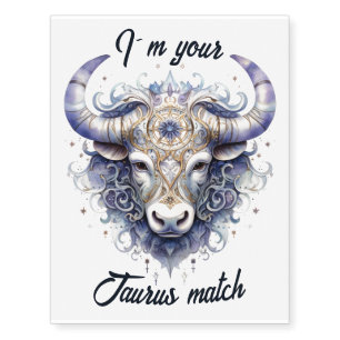 Beautiful Taurus Zodiac Custom Temporary Tattoo