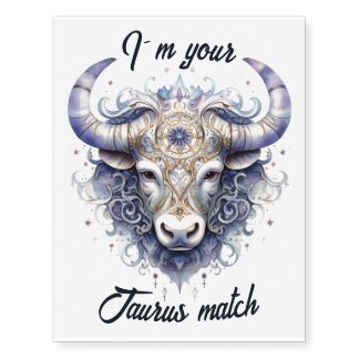 Beautiful Taurus Zodiac Custom Temporary Tattoo 