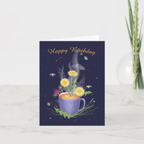 Beautiful Tea Cup Summer Flowers Note Card