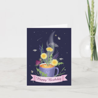 Beautiful Tea Cup Summer Flowers Note Card