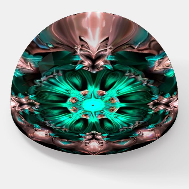 Beautiful Teal and Pink Paperweight (Angled)