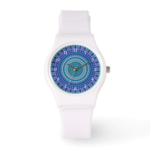 Beautiful teal and turquoise blue mandala pattern watch