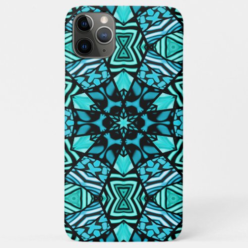 Beautiful Teal Aqua Turquoise Ethnic Mosaic Art iPhone 11 Pro Max Case