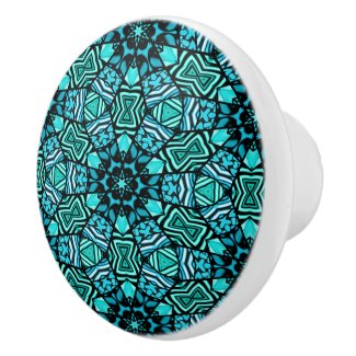 Beautiful Teal Aqua Turquoise Ethnic Mosaic Art Ceramic Knob