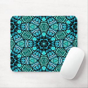Beautiful Teal Aqua Turquoise Ethnic Mosaic Mouse Pad