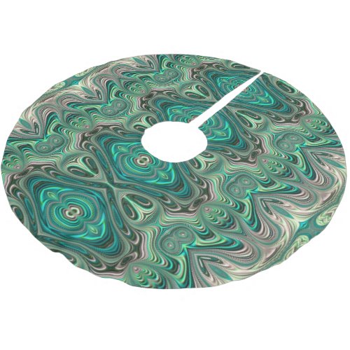 Beautiful Teal Art Deco Style Fractal Abstract  Brushed Polyester Tree Skirt