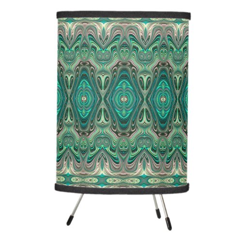 Beautiful Teal Art Deco Style Fractal Abstract  Tripod Lamp