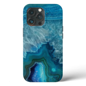 Beautiful Teal Blue Agate Stone OtterBox iPhone Ca iPhone 13 Pro Case
