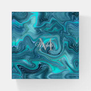 Beautiful Teal Blue Ocean Strata Paperweight