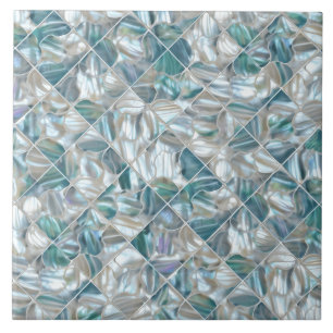 Beautiful teal blue offwhite pearl inspired ceramic tile