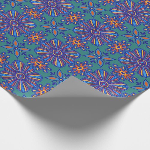 Beautiful Teal Boho Talavera Tile Wrapping Paper