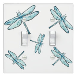 Beautiful Teal Dragonflies Pattern Light Switch Cover