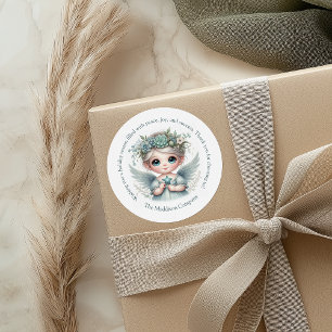 Beautiful Teal Floral Teal Star Angel  Classic Round Sticker