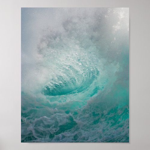 Beautiful Teal Foamy Ocean Waves Poster