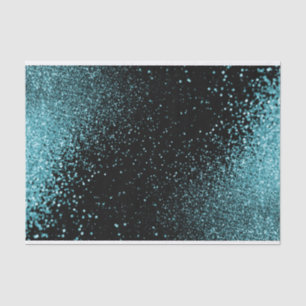 Beautiful Teal Glitter on a Black Background Tissue Paper