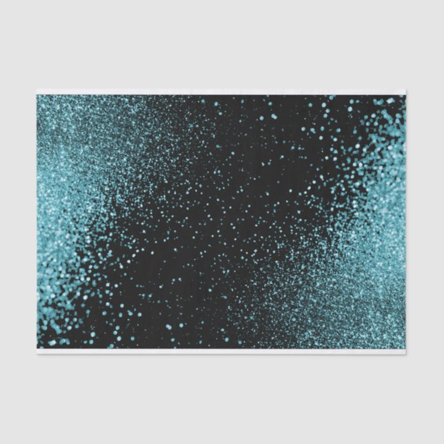 Beautiful Teal Glitter on a Black Background Tissue Paper (Front)
