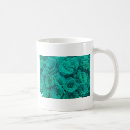 Beautiful teal green roses teal flowers  coffee mug