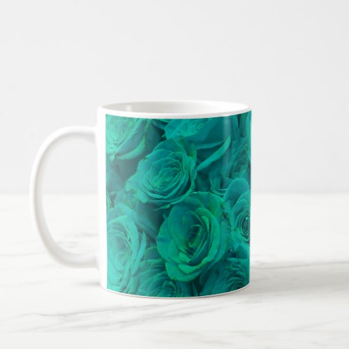 Beautiful teal green roses teal flowers  coffee mug