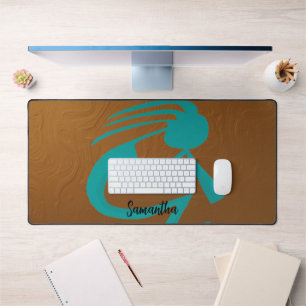 Beautiful Teal Kokopelli Desk Mat