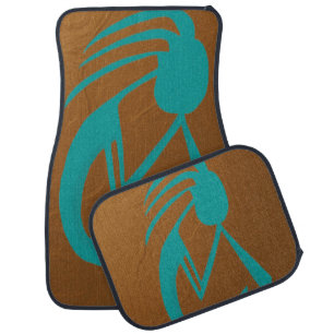 Beautiful Teal Kokopelli Painting Car Floor Mat