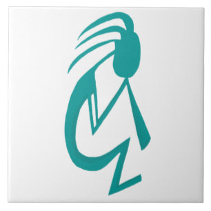 Beautiful Teal Kokopelli Painting Ceramic Tile
